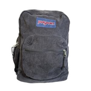 Vintage JanSport Black Tear Drop Corduroy Backpack 90s Y2K